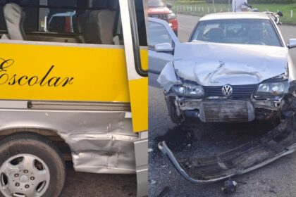 Van com 11 ocupantes e Saveiro colidem na MG-431; vítimas são levadas ao Hospital Manoel Gonçalves, em Itaúna